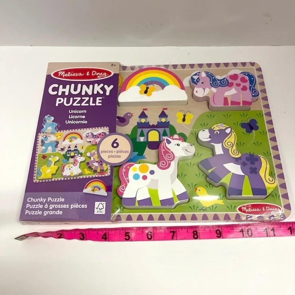 Melissa & Doug ANIMALS & UNICORNS Wooden Chunky Puzzles‎ Brand New Sealed